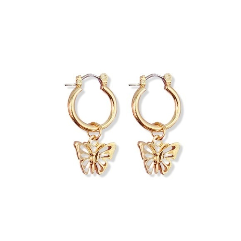 Butterfly Charm Huggie Earrings